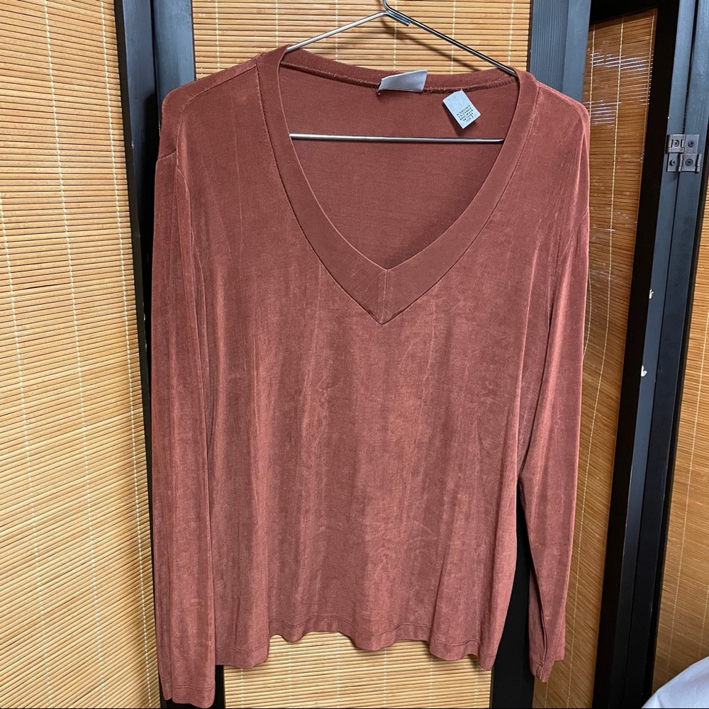 Chico’s brown long sleeve shirt